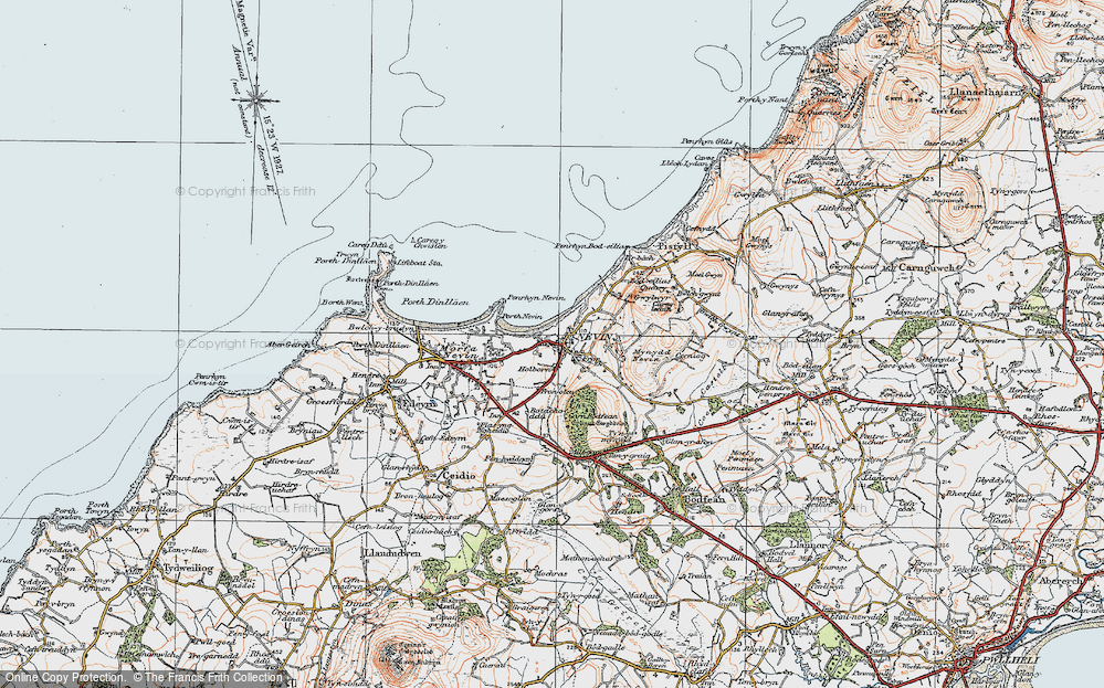 Old Map of Historic Map covering Bodtacho Ddu in 1922