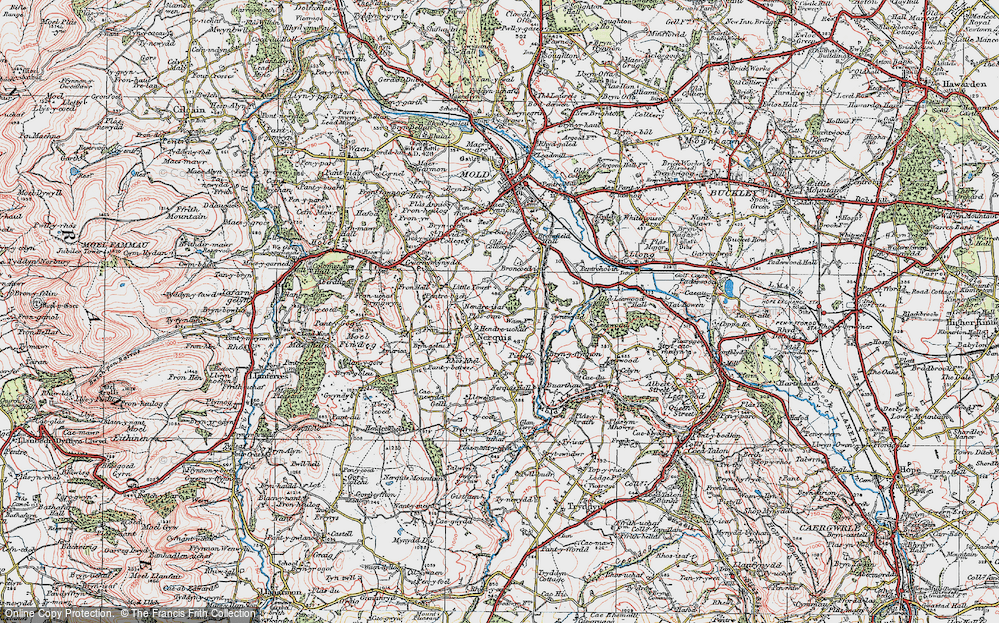 Old Map of Historic Map covering Broncoed-isaf in 1924