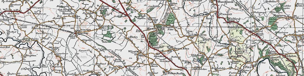 Old map of Nesscliffe in 1921