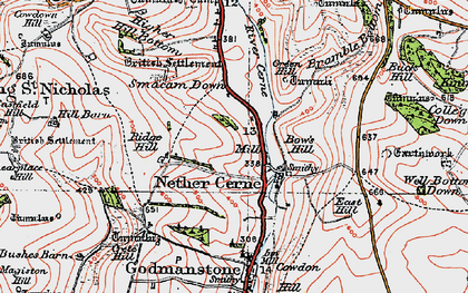 Old map of Nether Cerne in 1919