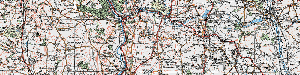 Old map of Nether Heage in 1921