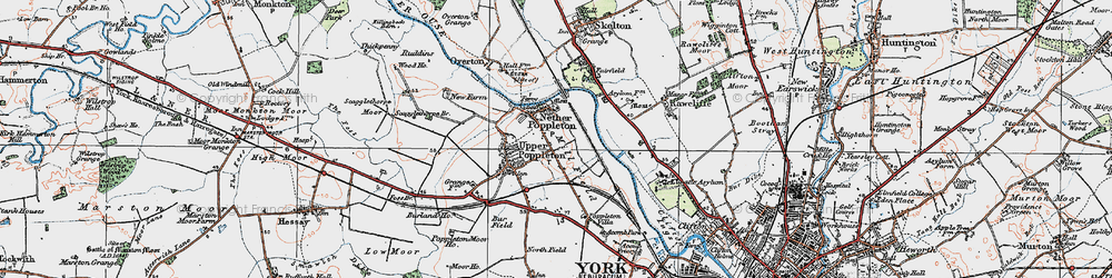 Old map of Nether Poppleton in 1924
