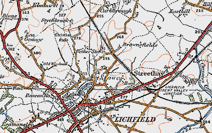 Old map of Nether Stowe in 1921