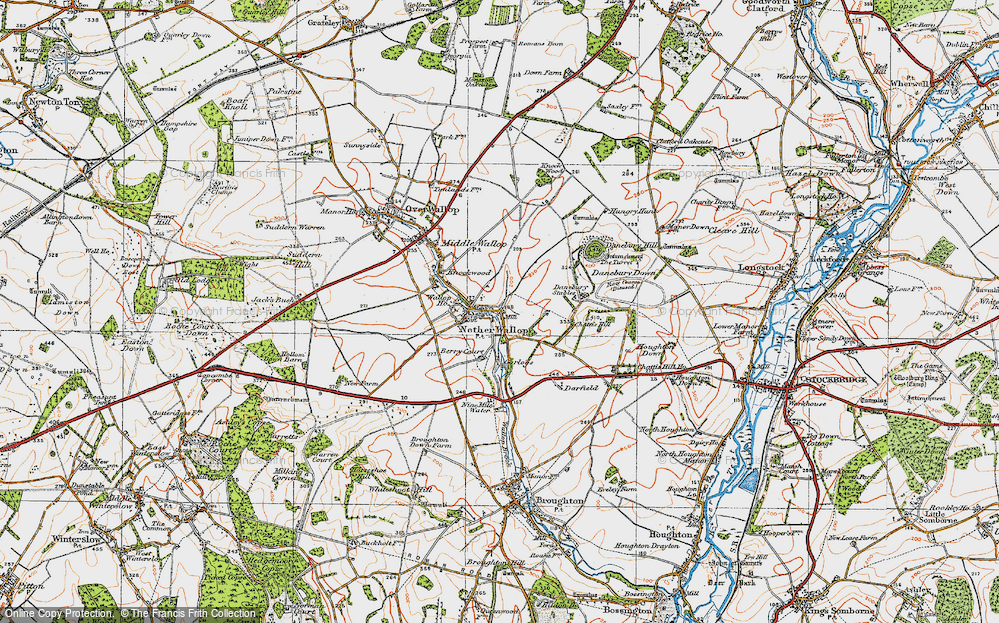 Old Map of Historic Map covering Chattis Hill in 1919