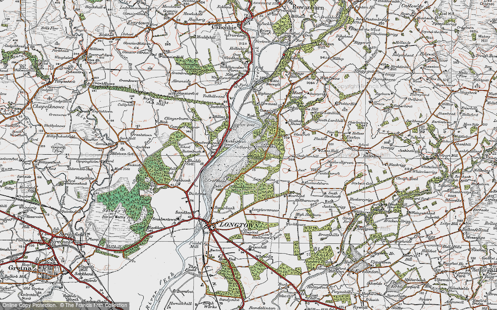 Old Map of Historic Map covering Glingerbank in 1925