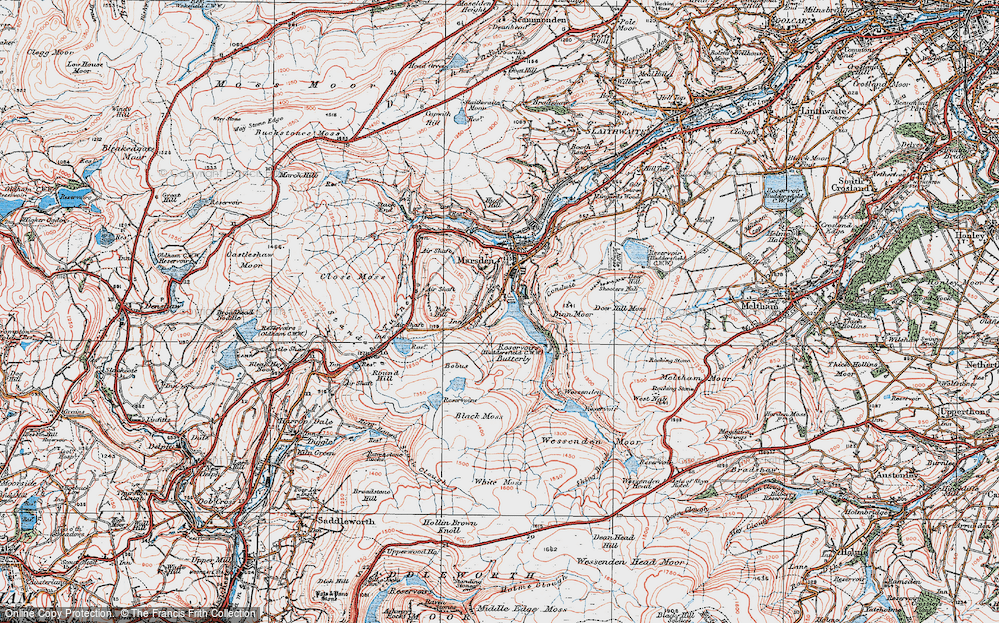 Old Map of Historic Map covering Butterly in 1924