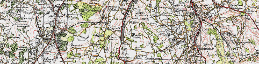 Old map of Netherne-on-the-Hill in 1920