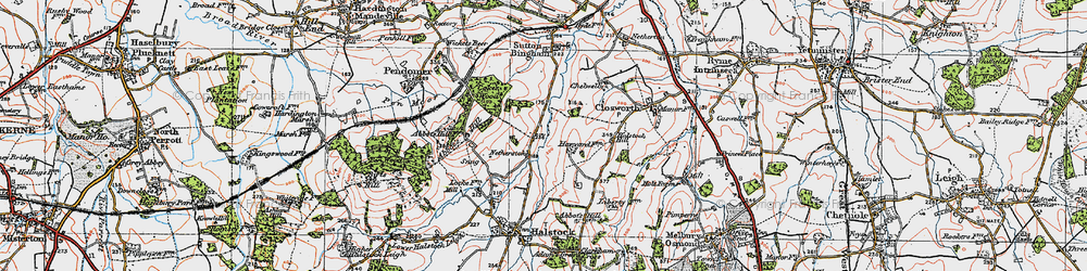 Old map of Netherstoke in 1919