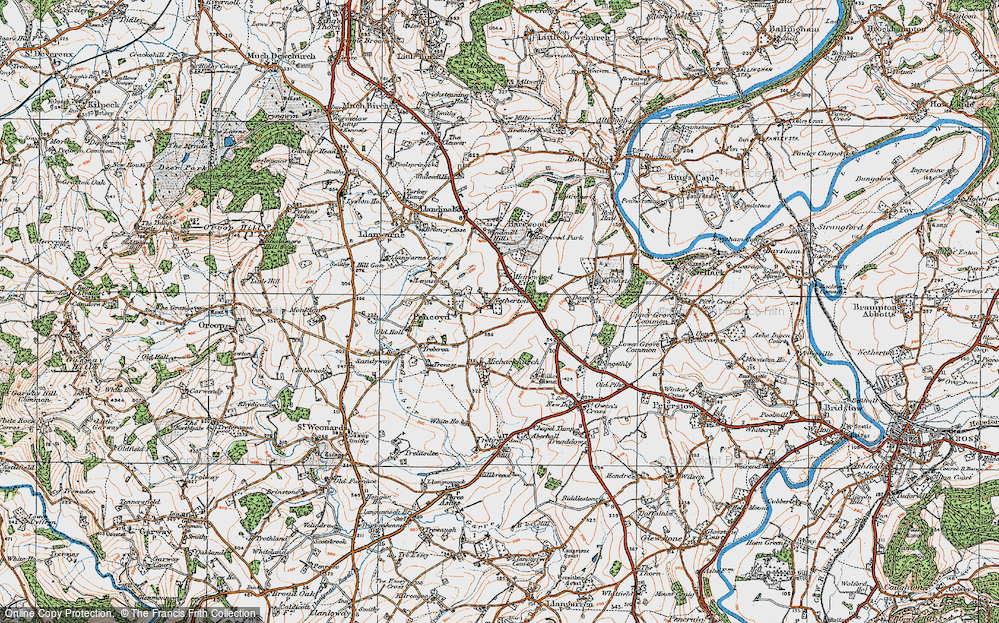 Old Map of Historic Map covering Pencoyd in 1919