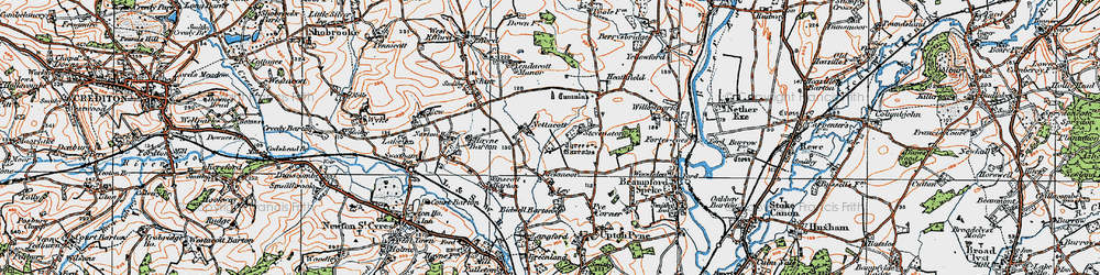 Old map of Nettacott in 1919