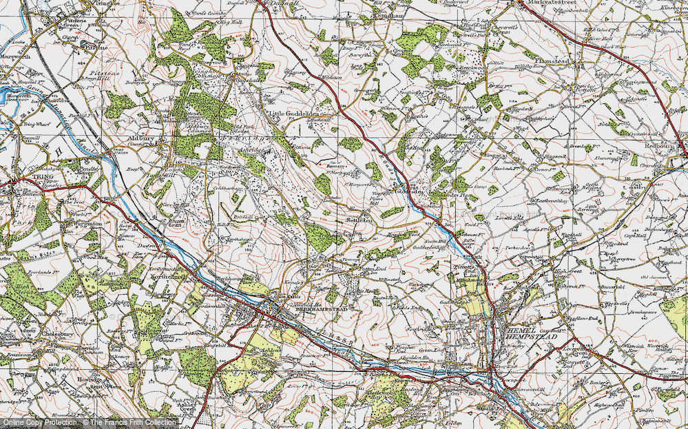 Old Map of Historic Map covering Brickkiln Cott in 1920