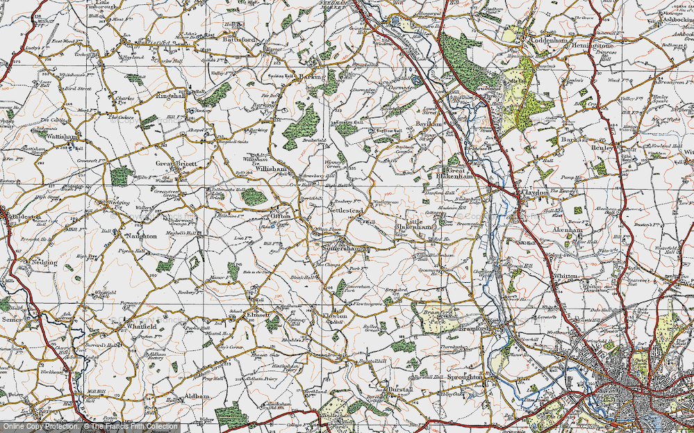 Old Map of Nettlestead, 1921 in 1921