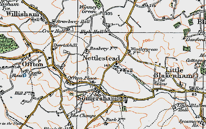 Old map of Nettlestead in 1921