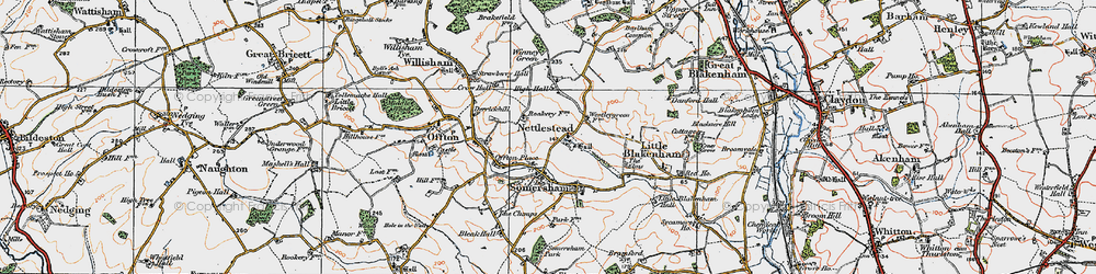 Old map of Nettlestead in 1921