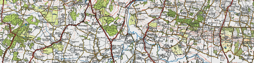 Old map of Nettlestead Green in 1920