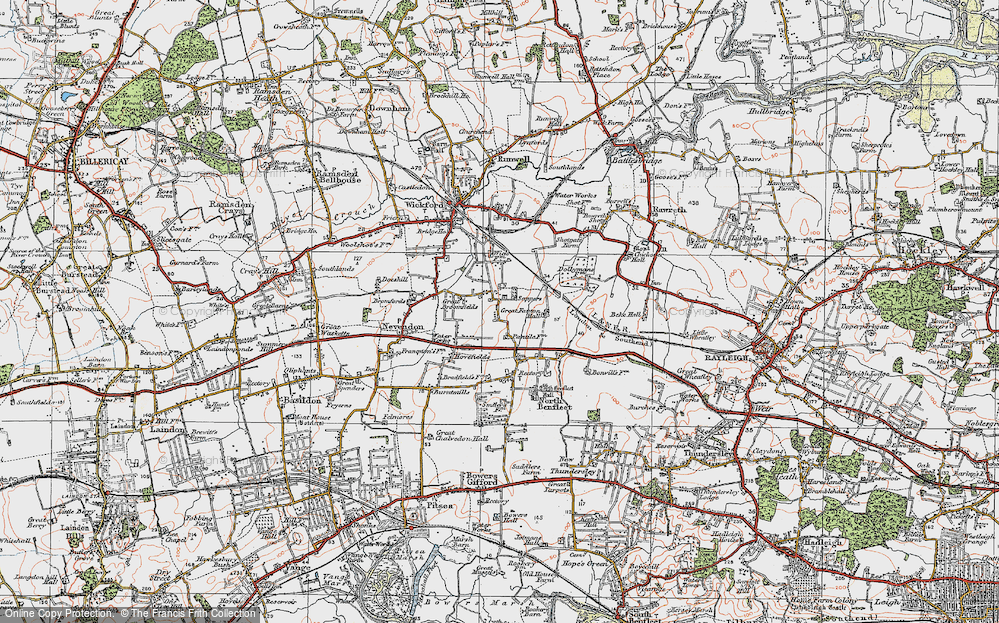 Old Map of Nevendon, 1921 in 1921