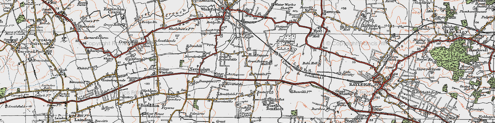 Old map of Nevendon in 1921
