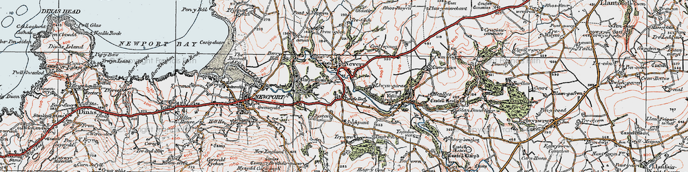 Old map of Nevern in 1923