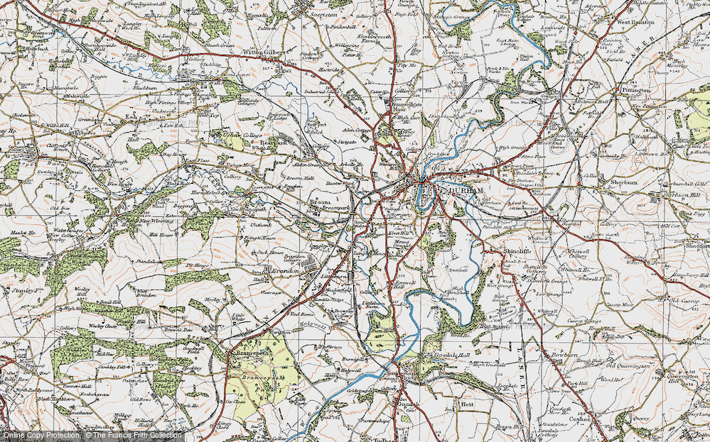 Old Map of Nevilles Cross, 1925 in 1925