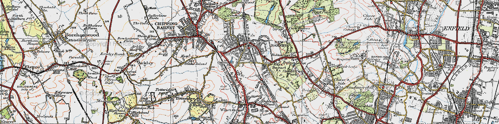 Old map of New Barnet in 1920