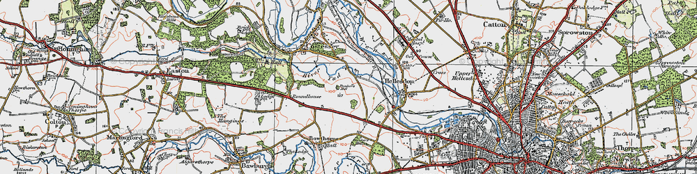 Old map of New Costessey in 1922