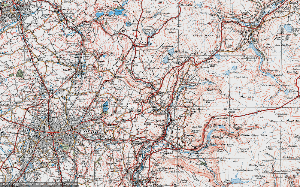 Old Map of New Delph, 1924 in 1924