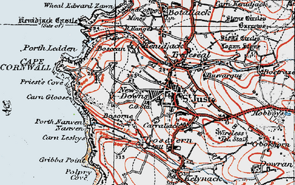 Old map of Bosorne in 1919