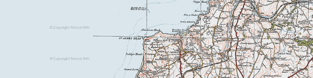 Old map of New Downs in 1919