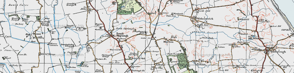 Old map of New Ellerby in 1924