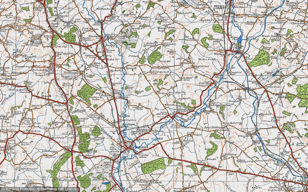 Old Map of Historic Map covering Alne Wood in 1919