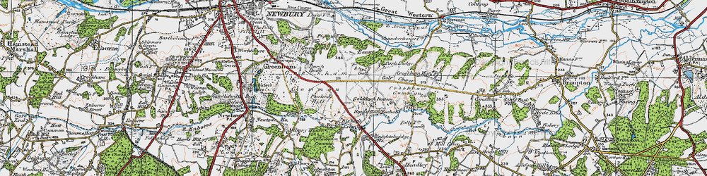 Old map of New Greenham Park in 1919