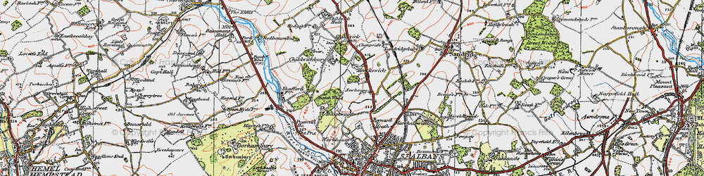 Old map of New Greens in 1920