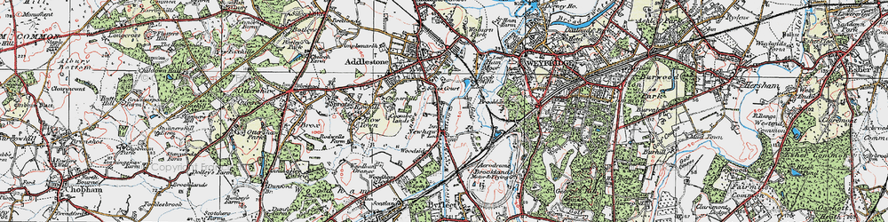 Old map of New Haw in 1920
