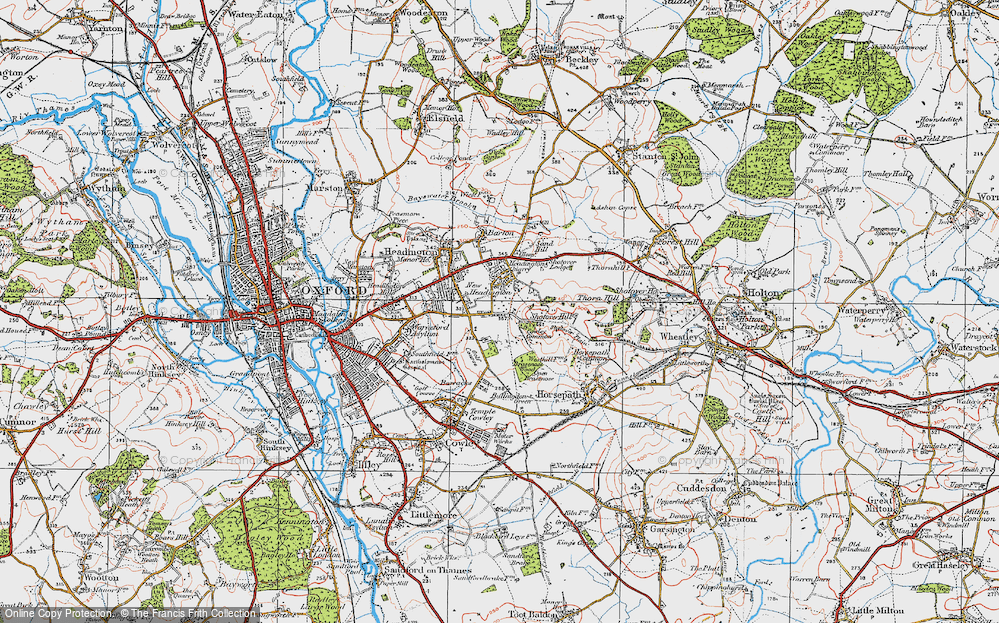 Old Map of Historic Map covering Shotover Hill in 1919