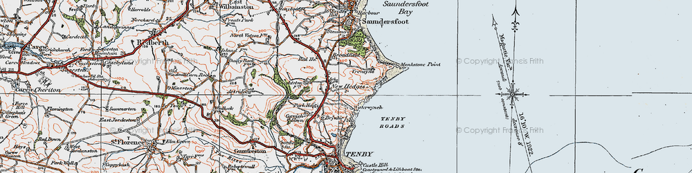 Old map of New Hedges in 1922