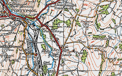 Old map of New Inn in 1919