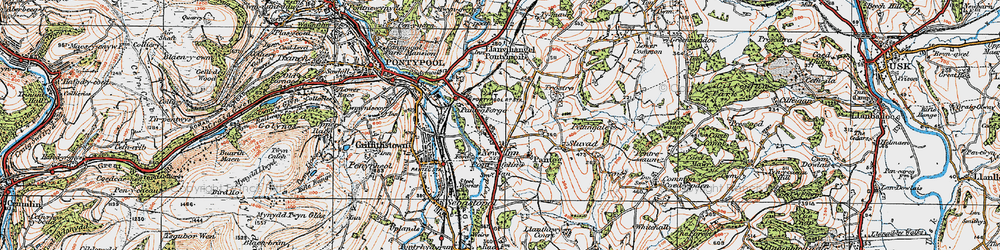 Old map of New Inn in 1919