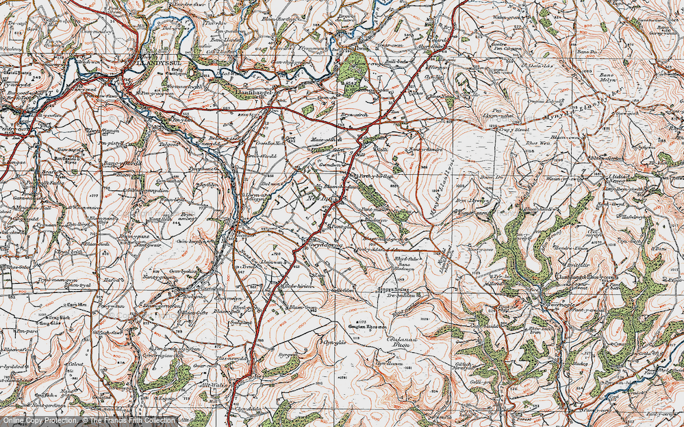 Old Map of Historic Map covering Afon Gilwydeth in 1923