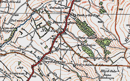 Old map of Banc Blodeuyn in 1923