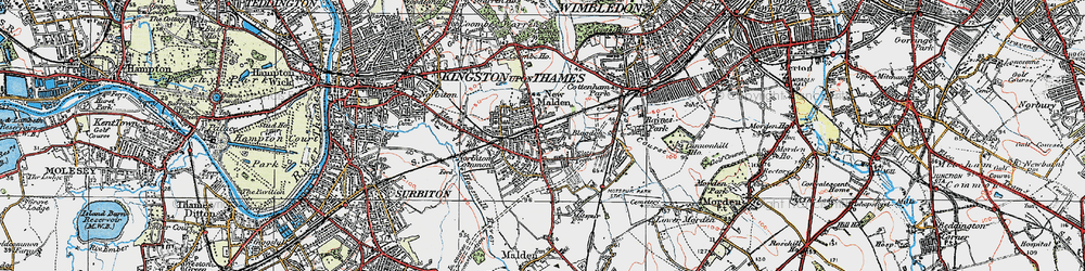 Old map of New Malden in 1920