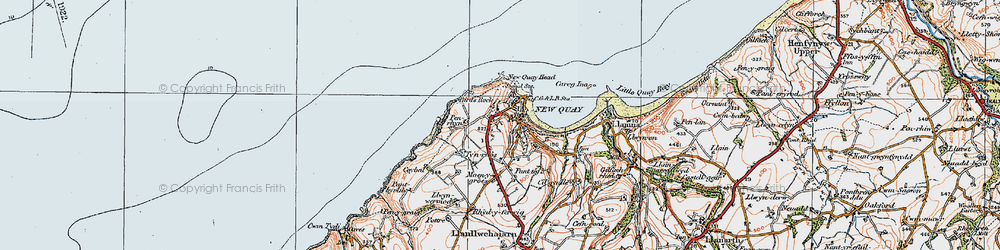 Old map of New Quay in 1923