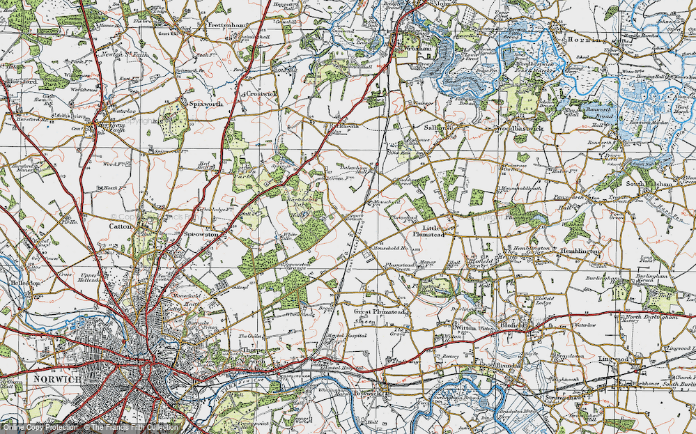 Old Map of New Rackheath, 1922 in 1922