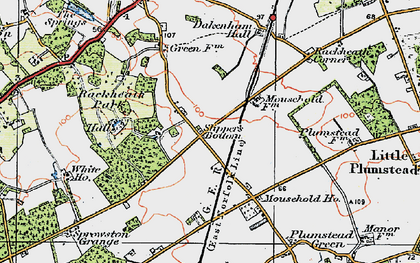 Old map of New Rackheath in 1922