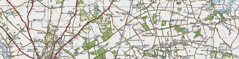 Old map of New Rackheath in 1922