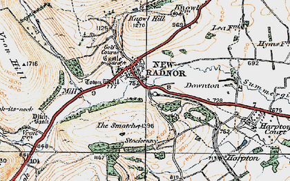 Old map of New Radnor in 1920