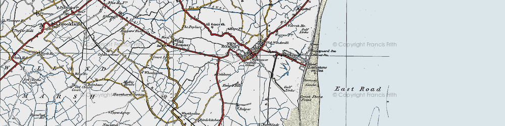 Old map of New Romney in 1921