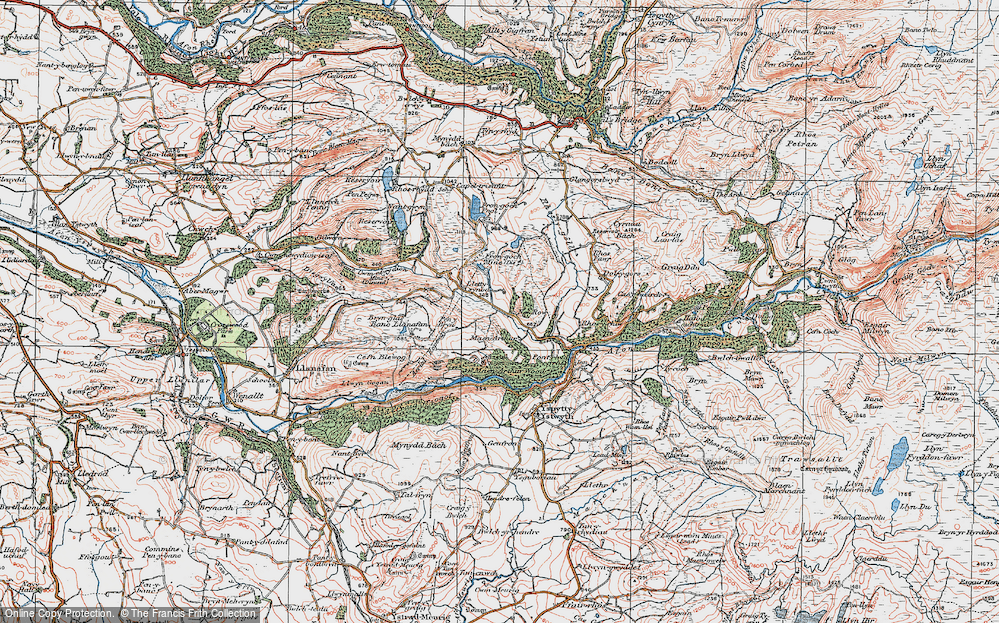 Old Map of Historic Map covering Blaenpentre in 1922