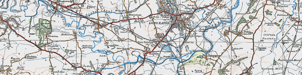 Old map of New Sawley in 1921