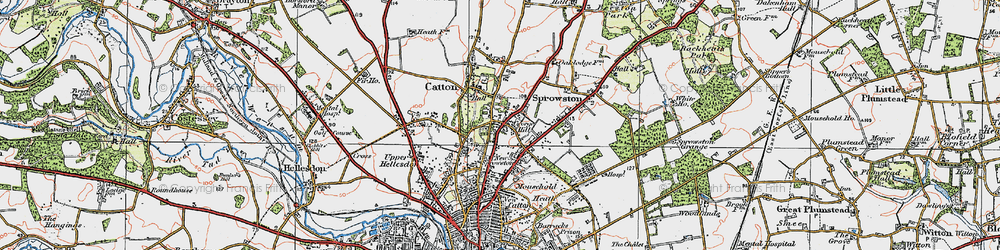 Old map of New Sprowston in 1922