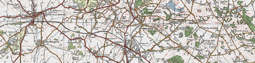 Old map of New Swannington in 1921